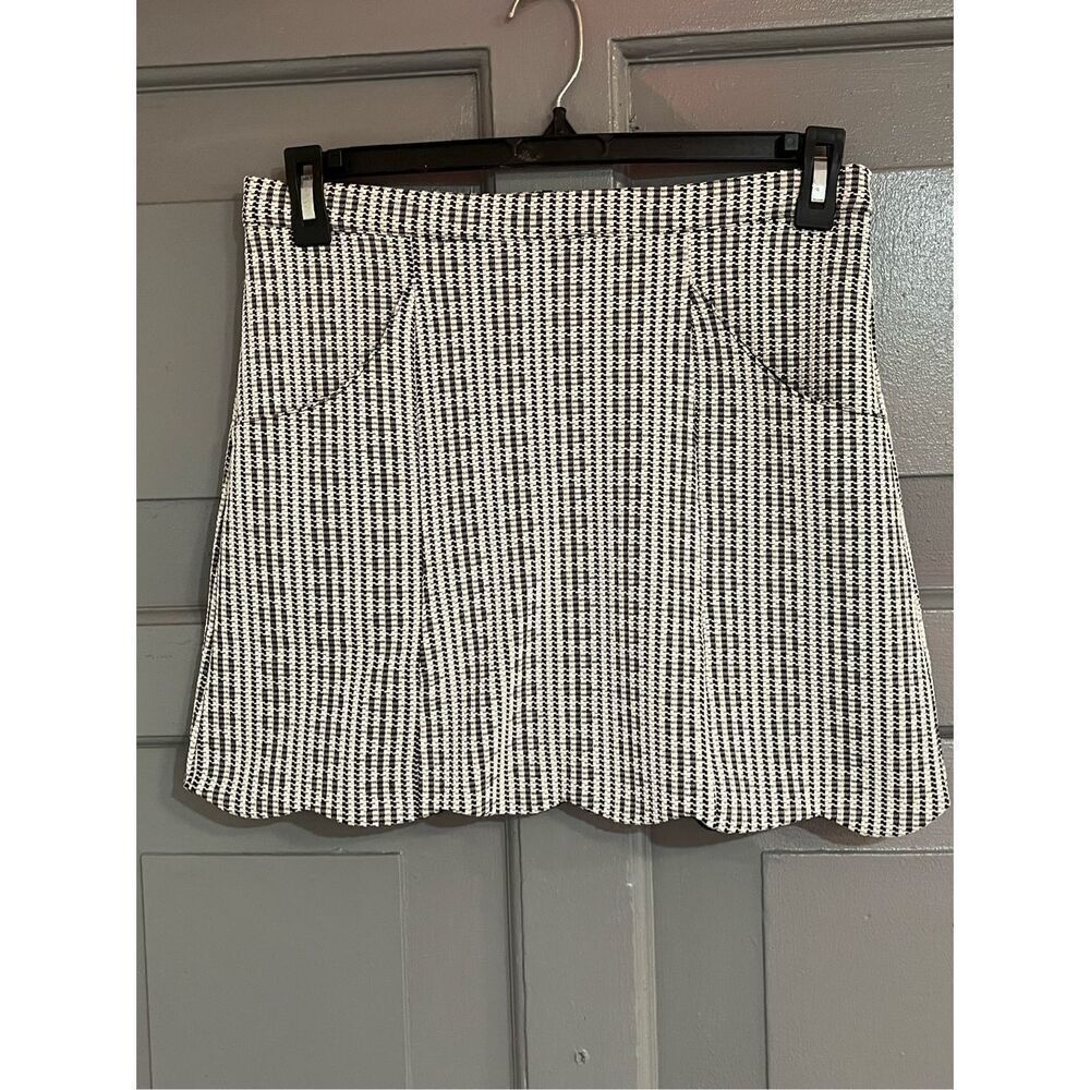 Mink Pink Black & White Scalloped Hem Exposed Zipper Clueless Mini Sz L Sweethea